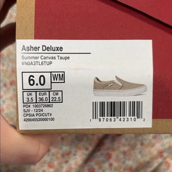 Vans Slip-On Canvas Sneakers in Light Gray and White - Picture 6 of 6